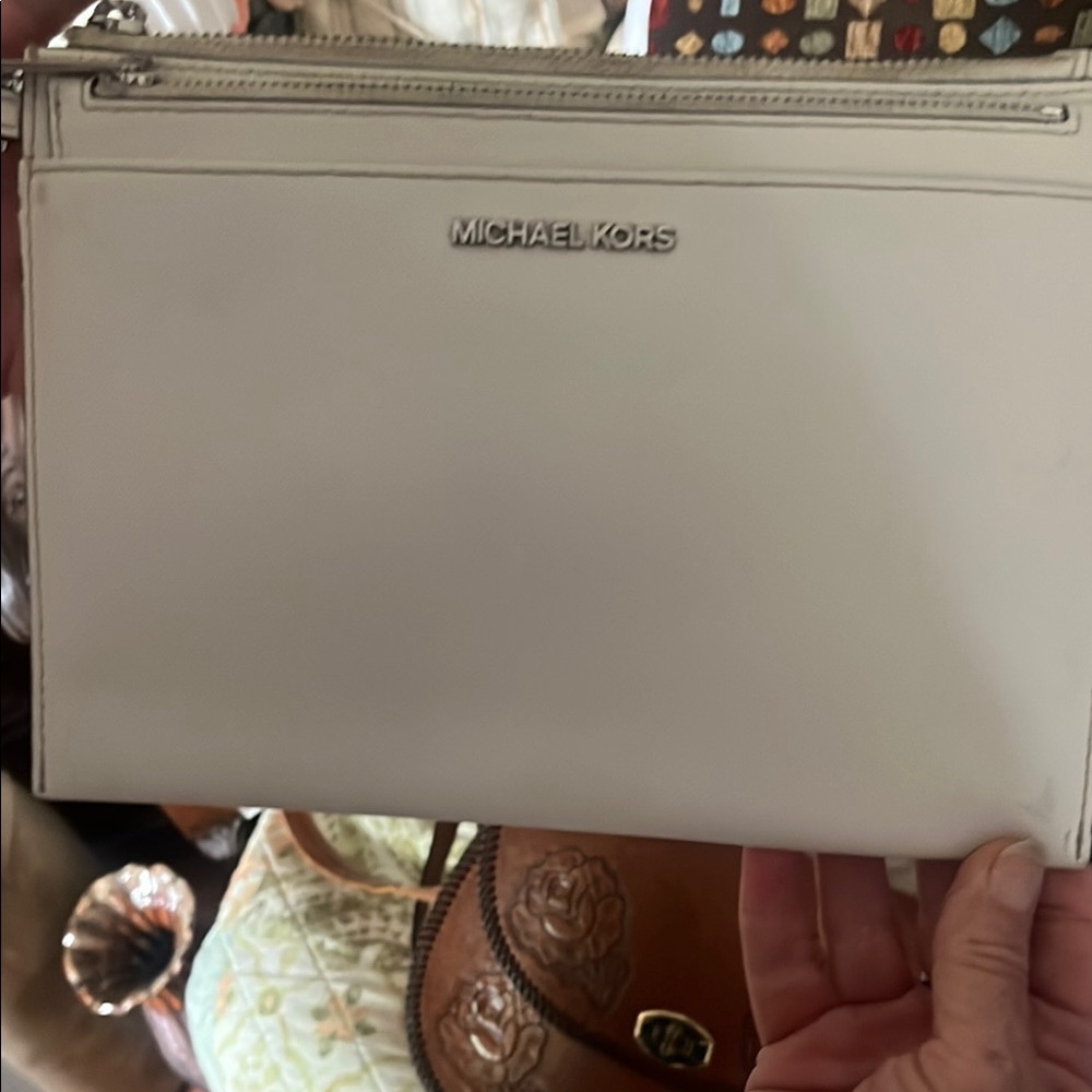 Michael Kors Ivory Leather Pouch